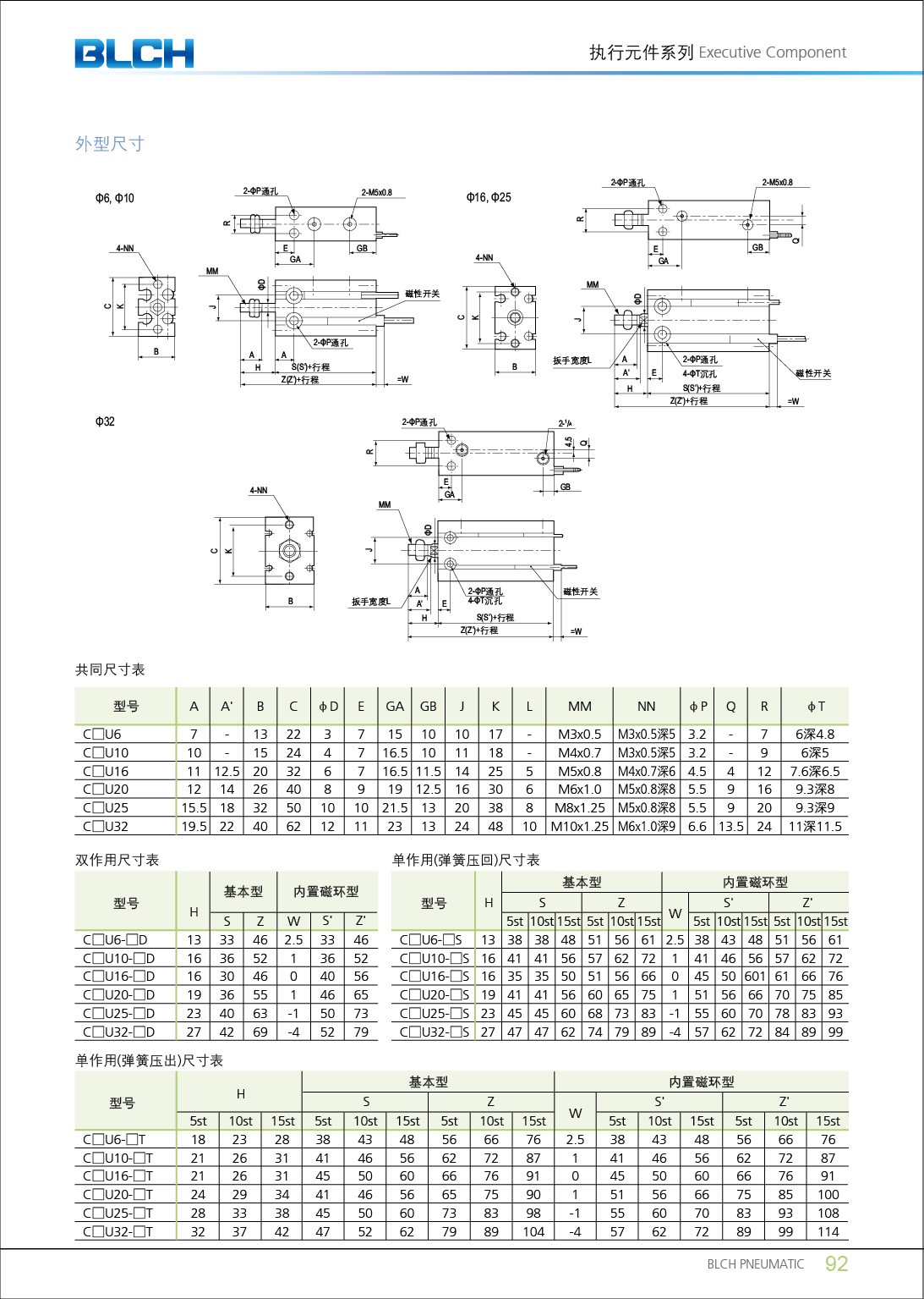 CU系列自由安裝型氣缸